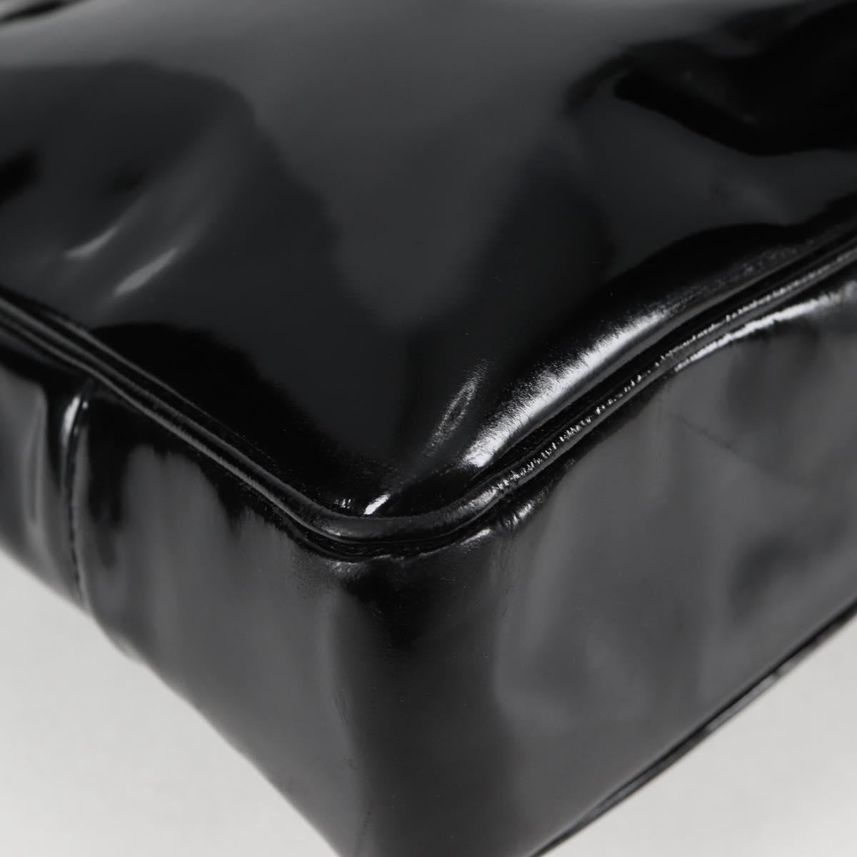 CHANEL Matelasse Tote Bag Patent leather Black Gold CC Auth 120184