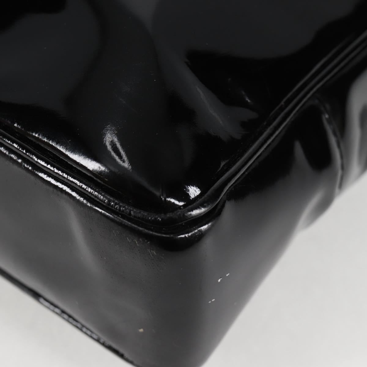 CHANEL Matelasse Tote Bag Patent leather Black Gold CC Auth 120184