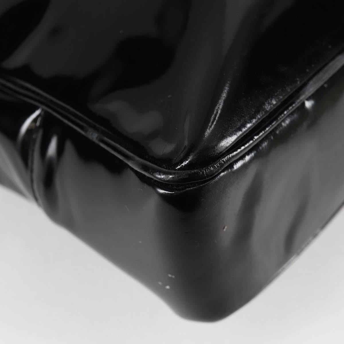 CHANEL Matelasse Tote Bag Patent leather Black Gold CC Auth 120184