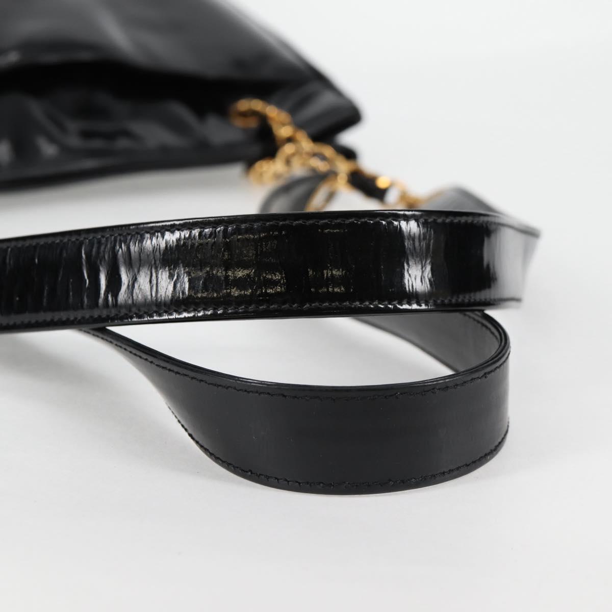 CHANEL Matelasse Tote Bag Patent leather Black Gold CC Auth 120184