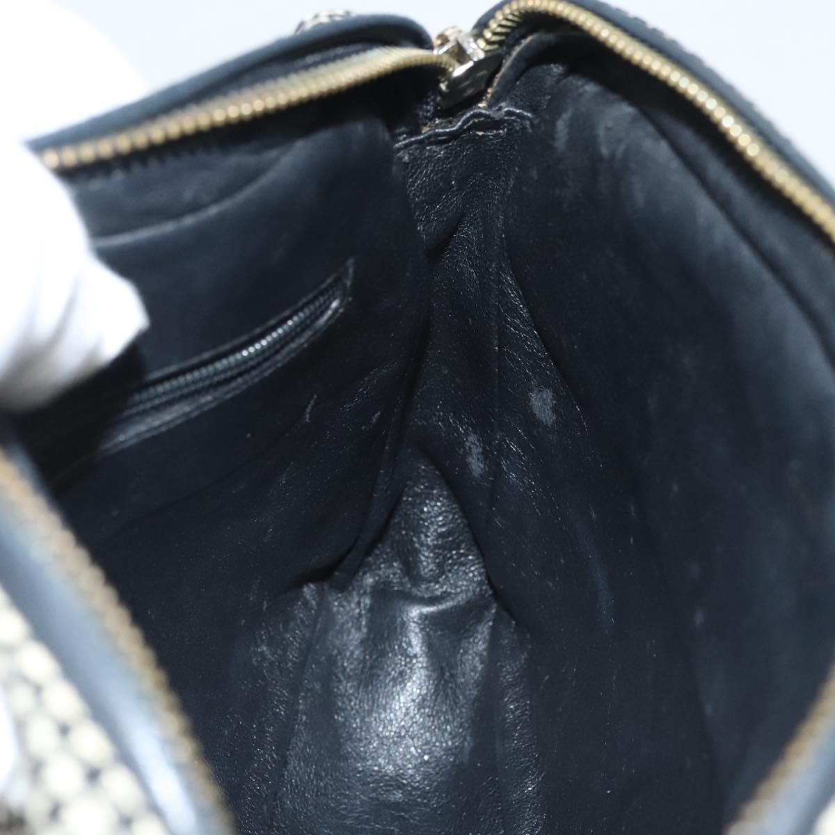 CHANEL Matelasse Chain Shoulder Bag Canvas White Black CC Auth 120186