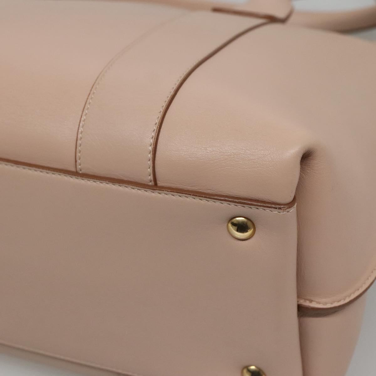 Salvatore Ferragamo Gancini Hand Bag Leather Beige Gold Auth 120197