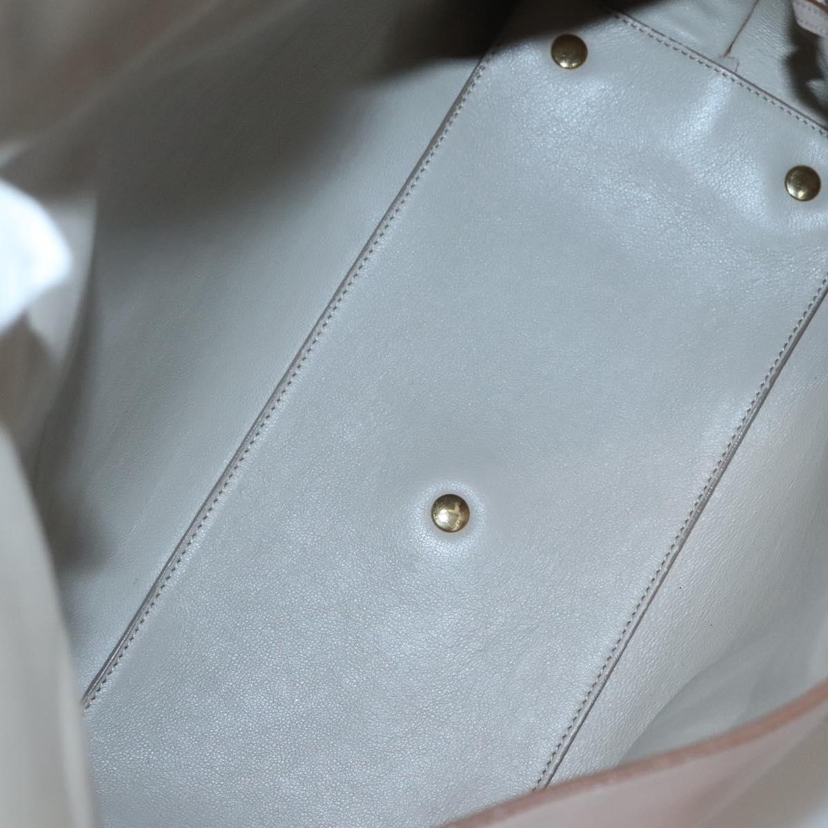 Salvatore Ferragamo Gancini Hand Bag Leather Beige Gold Auth 120197