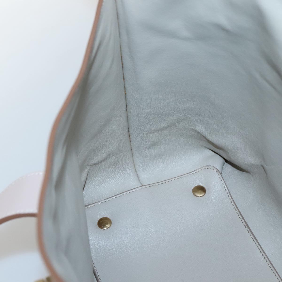 Salvatore Ferragamo Gancini Hand Bag Leather Beige Gold Auth 120197