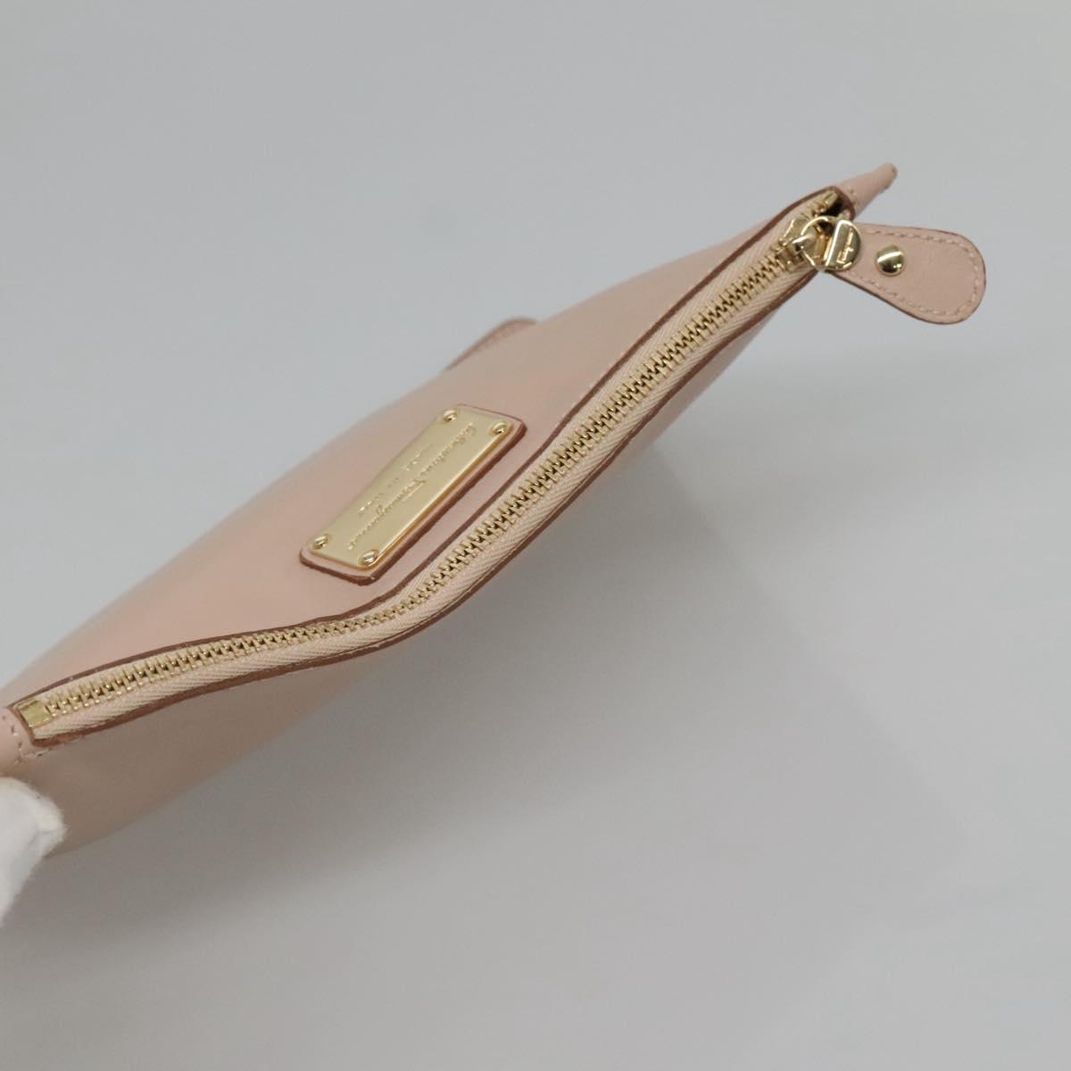 Salvatore Ferragamo Gancini Hand Bag Leather Beige Gold Auth 120197