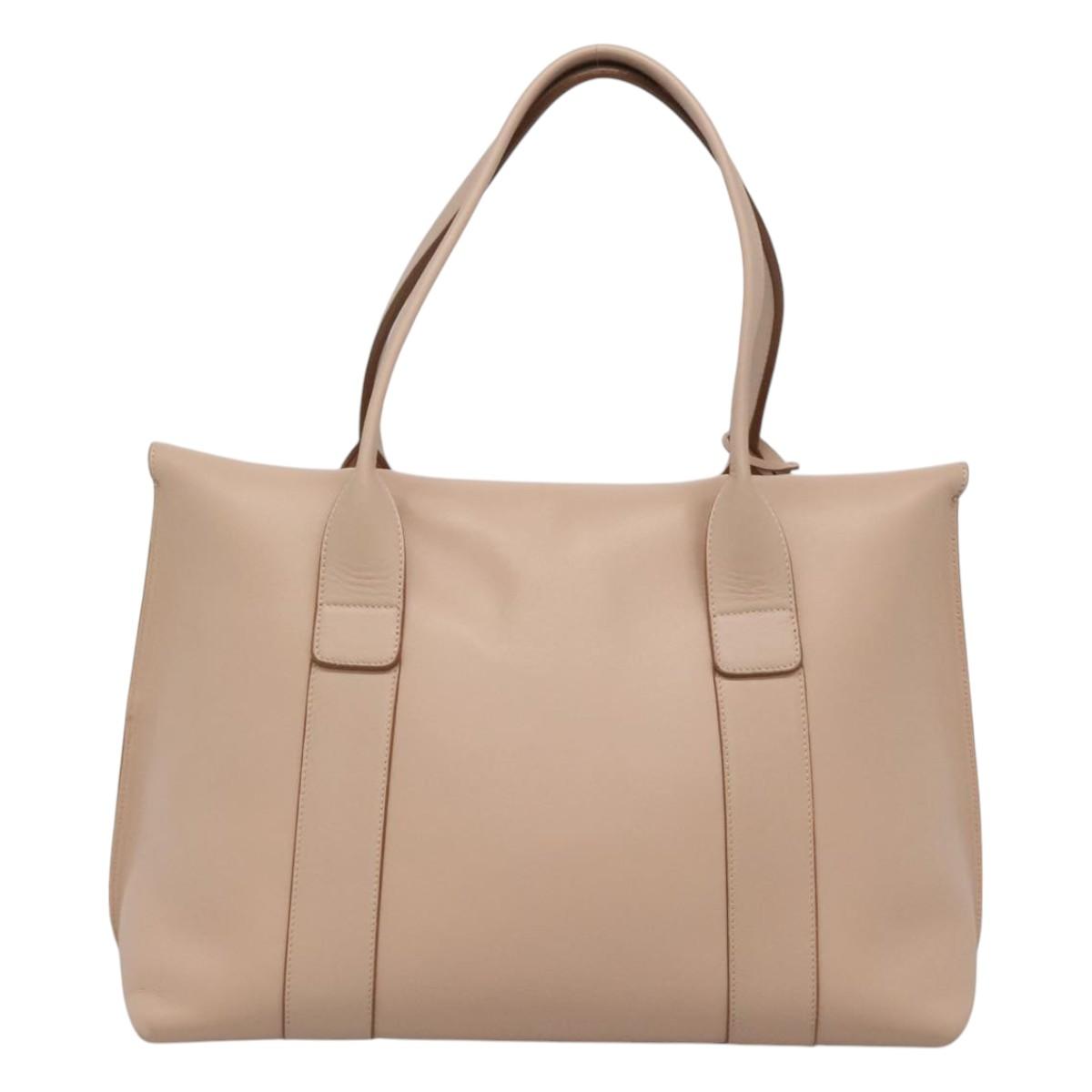 Salvatore Ferragamo Gancini Hand Bag Leather Beige Gold Auth 120197