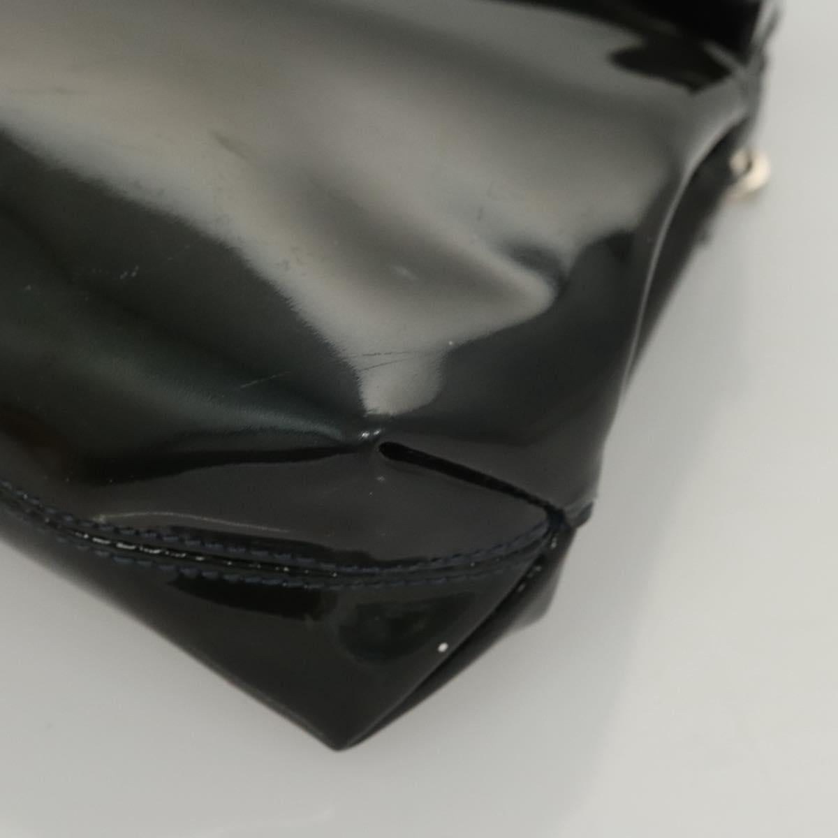 Salvatore Ferragamo Gancini Hand Bag Patent leather 2way Black Auth 120199