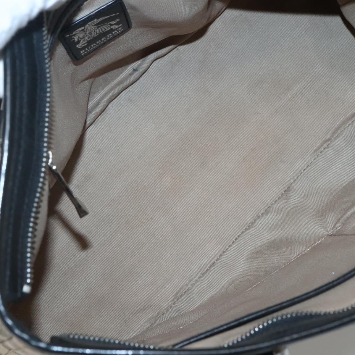 BURBERRY Nova Check Tote Bag PVC Beige Silver Auth 120217