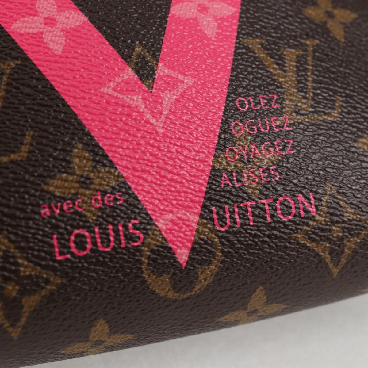 LOUIS VUITTON Monogram V Line Pochette Cosmetic PM Pouch Pink LV Auth 120232AM