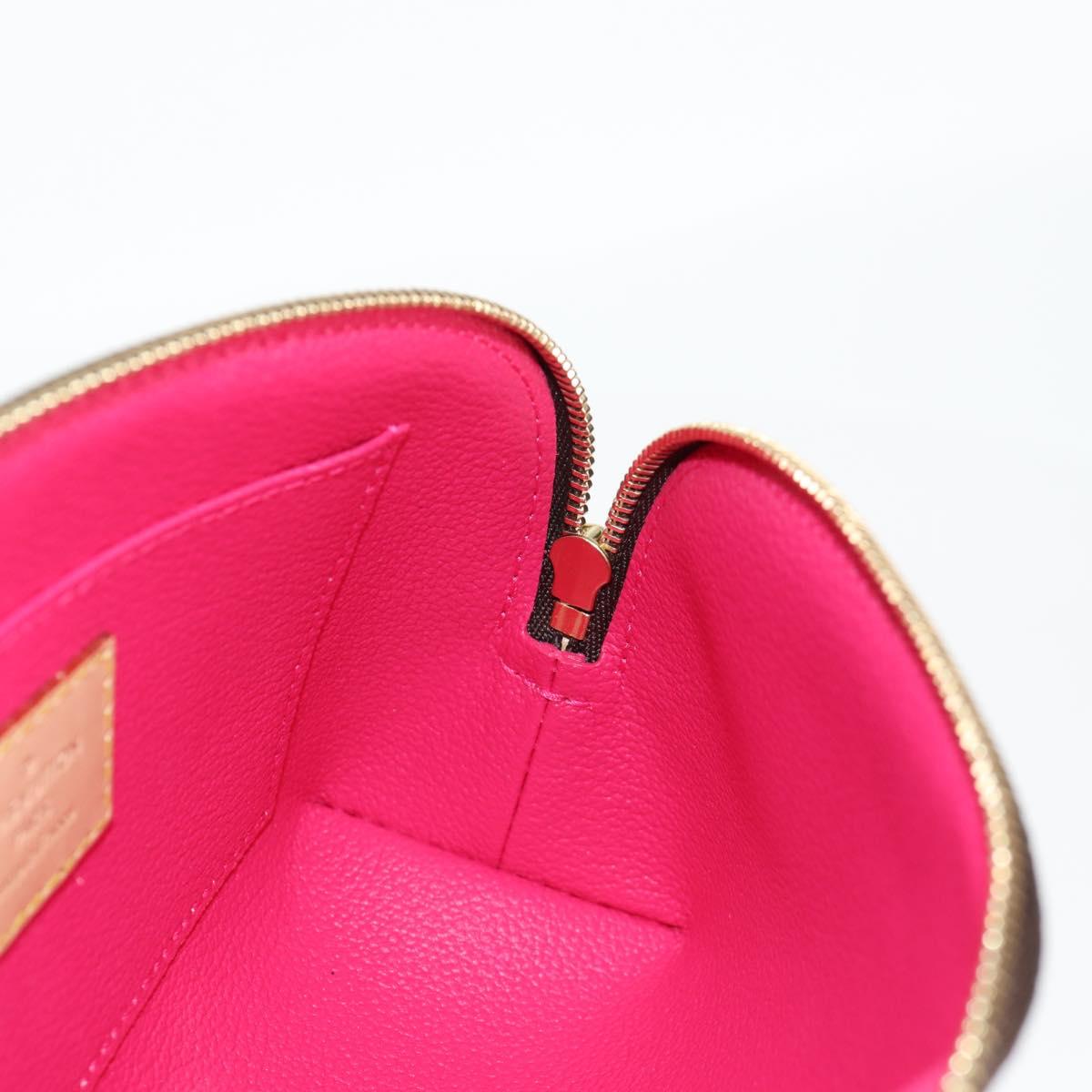 LOUIS VUITTON Monogram V Line Pochette Cosmetic PM Pouch Pink LV Auth 120232AM