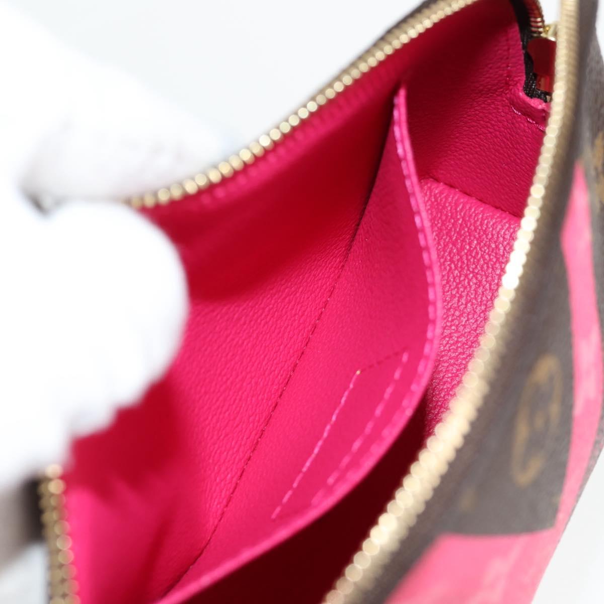 LOUIS VUITTON Monogram V Line Pochette Cosmetic PM Pouch Pink LV Auth 120232AM