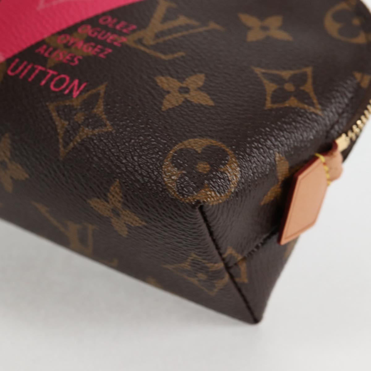 LOUIS VUITTON Monogram V Line Pochette Cosmetic PM Pouch Pink LV Auth 120232AM