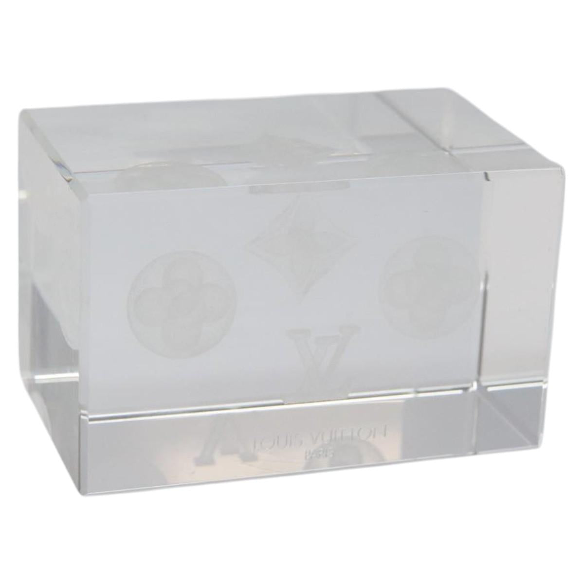 LOUIS VUITTON Paper Weight Glass Clear LV Auth 120233