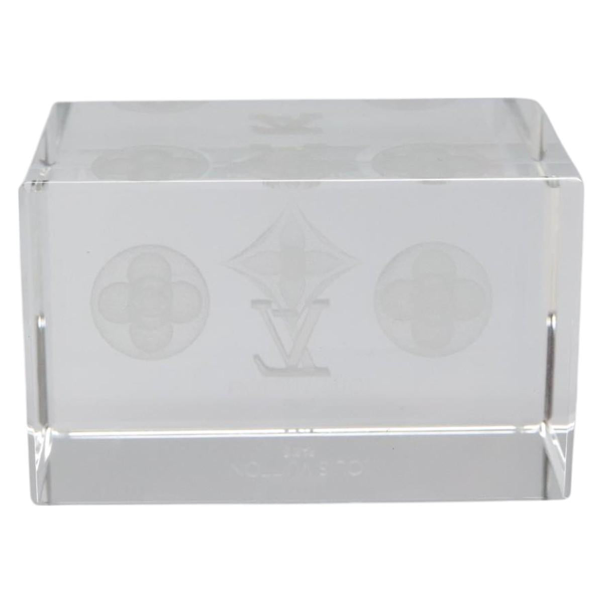LOUIS VUITTON Paper Weight Glass Clear LV Auth 120233