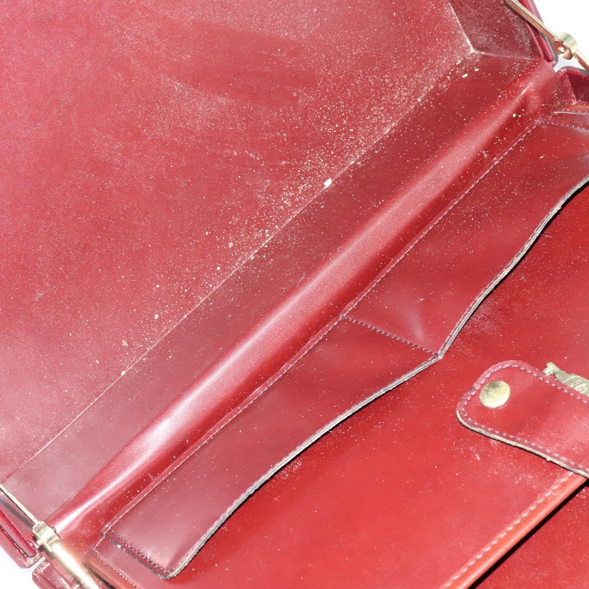CARTIER Trunk Leather Red Gold Auth 120248