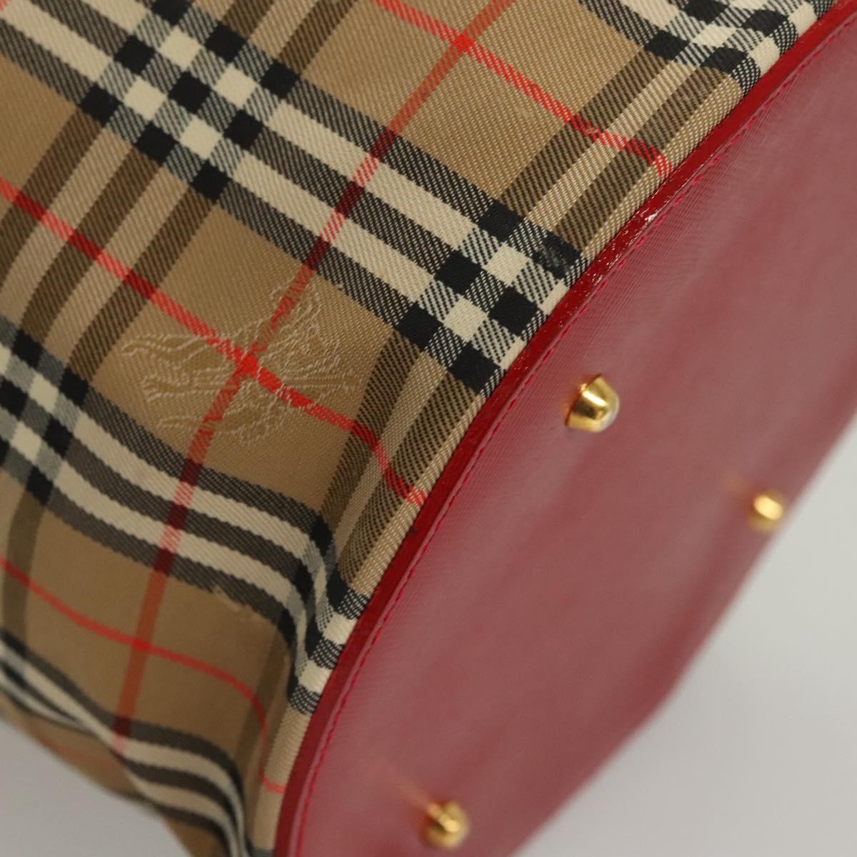 Burberrys Nova Check Pouch Canvas Beige Gold Auth 120260