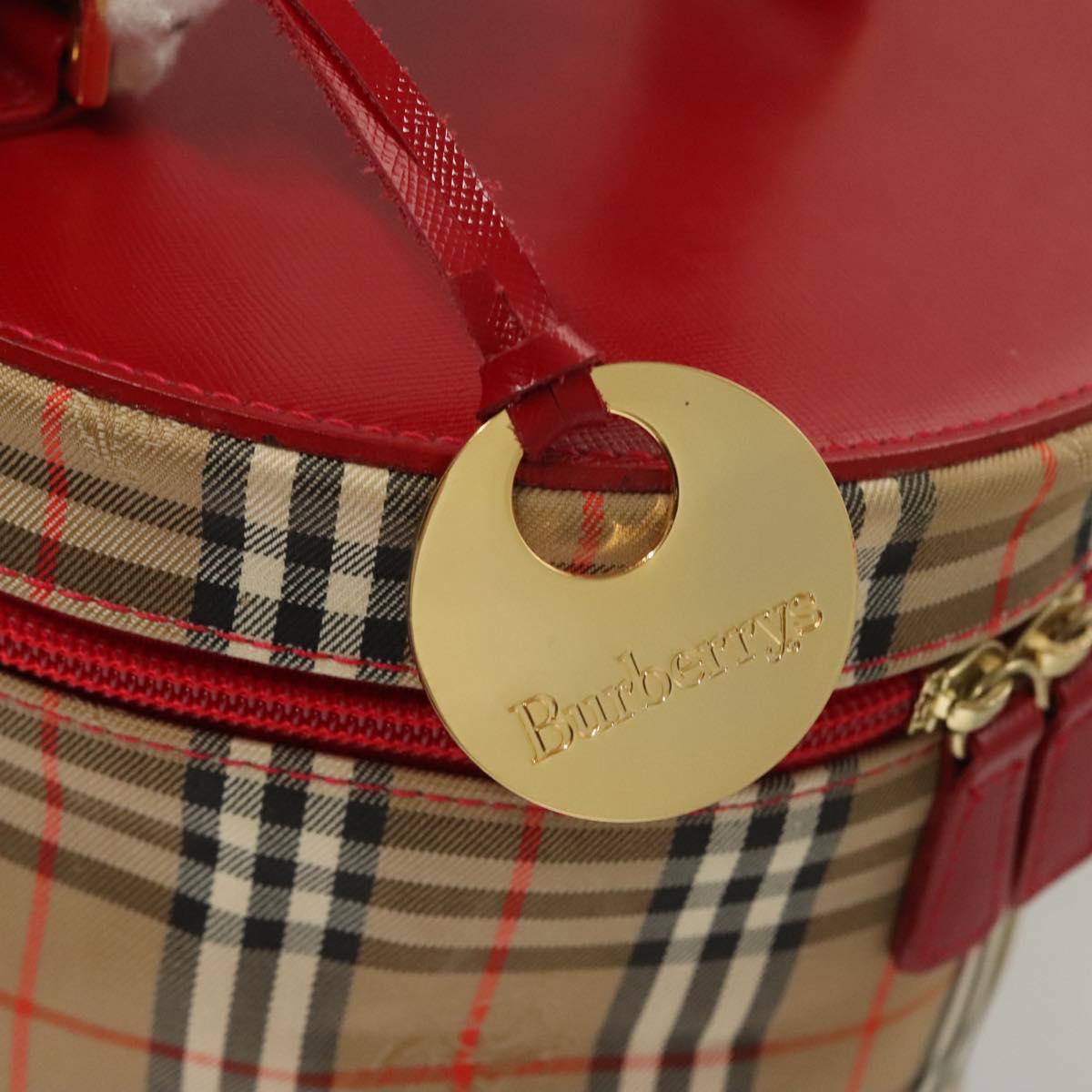 Burberrys Nova Check Pouch Canvas Beige Gold Auth 120260