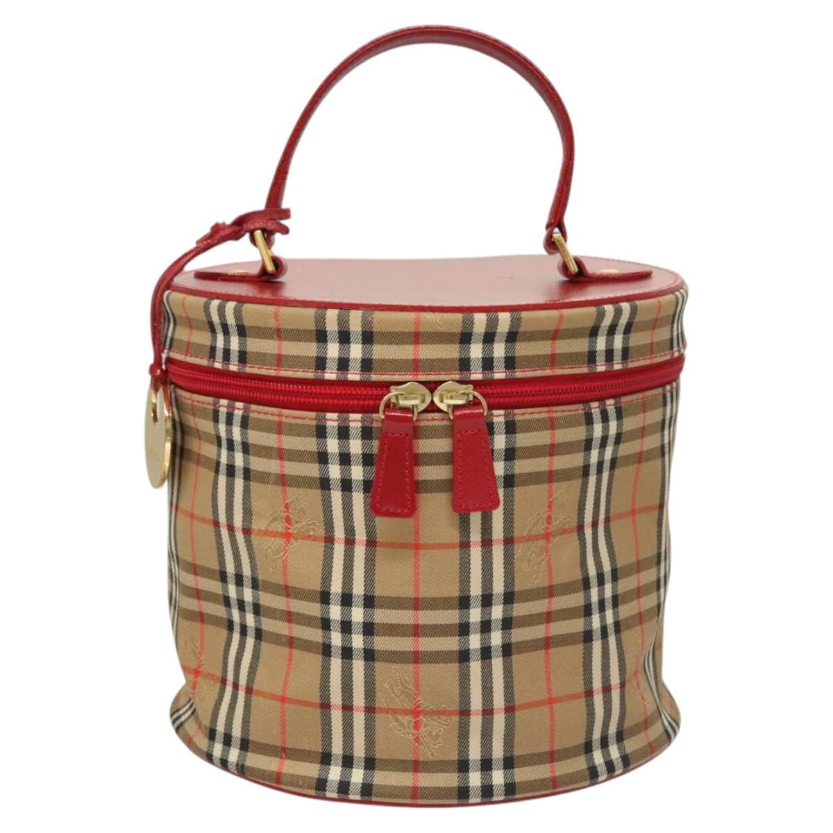 Burberrys Nova Check Pouch Canvas Beige Gold Auth 120260