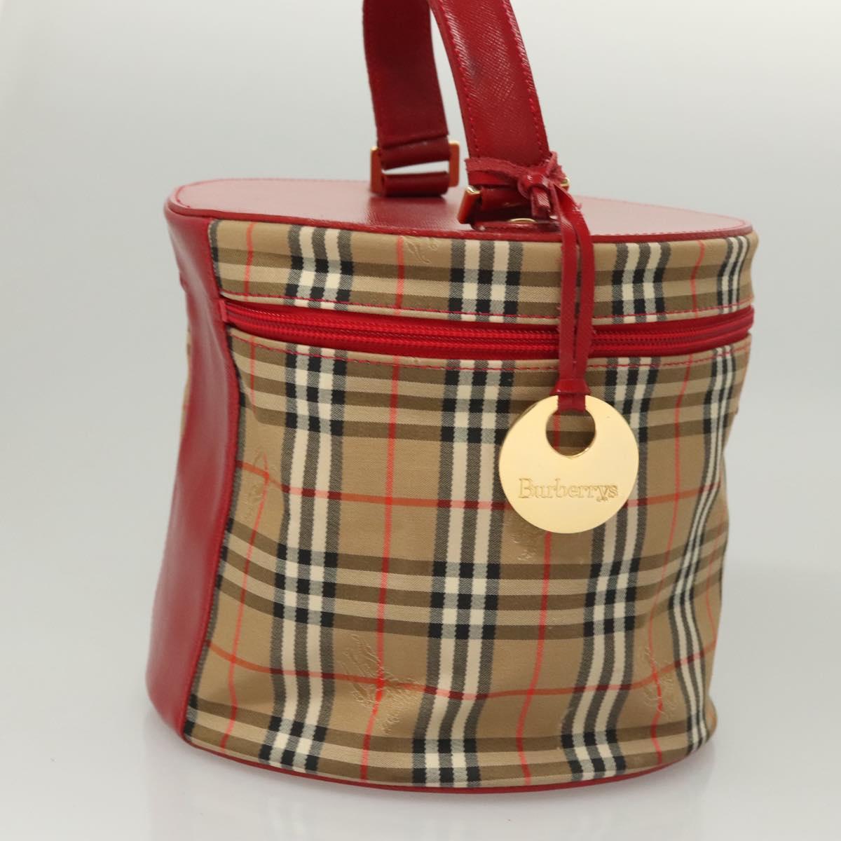 Burberrys Nova Check Pouch Canvas Beige Gold Auth 120260