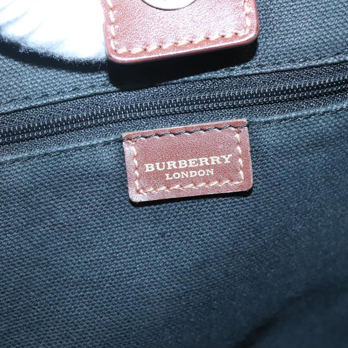 BURBERRY Nova Check Tote Bag PVC Beige Gold Auth 120261