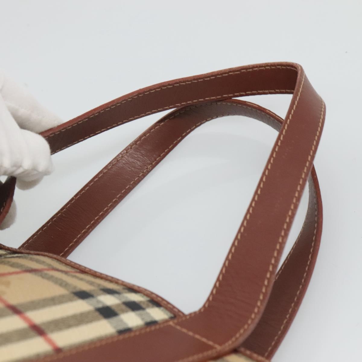 BURBERRY Nova Check Tote Bag PVC Beige Gold Auth 120261