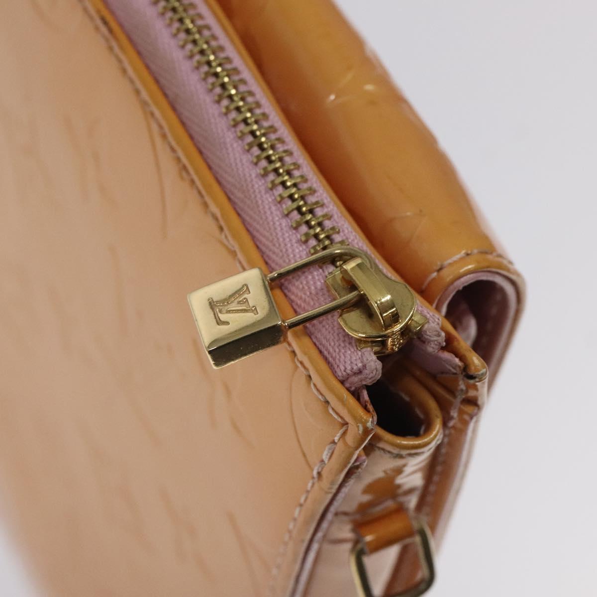 LOUIS VUITTON Monogram Vernis Motto Pouch Marshmallow Pink M91312 Auth 120333