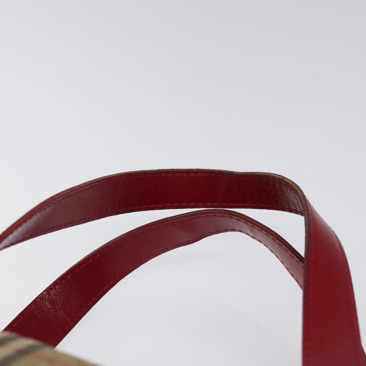 Burberrys Nova Check Hand Bag Canvas Beige Gold Auth 120345