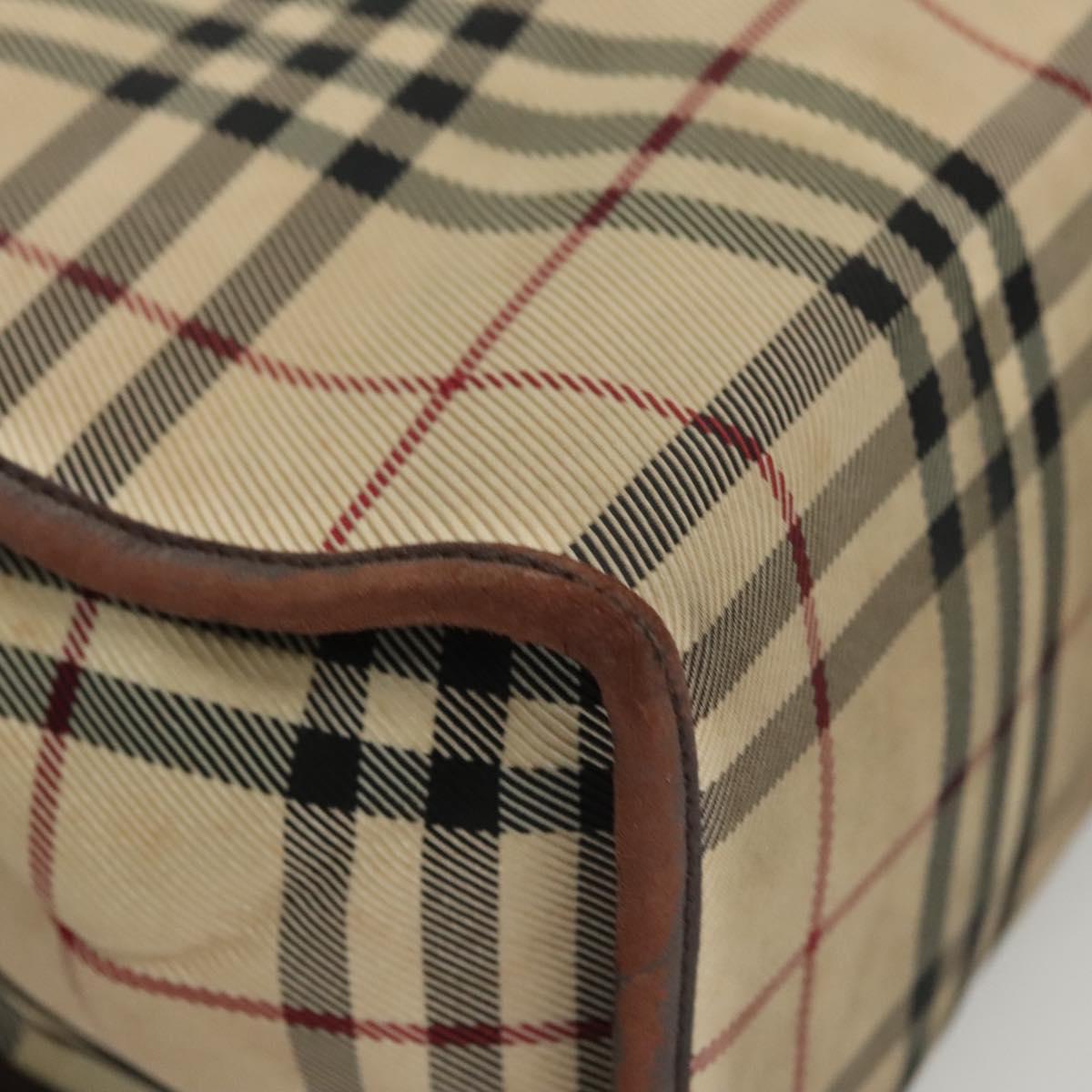 BURBERRY Nova Check Hand Bag Canvas Beige Auth 120347