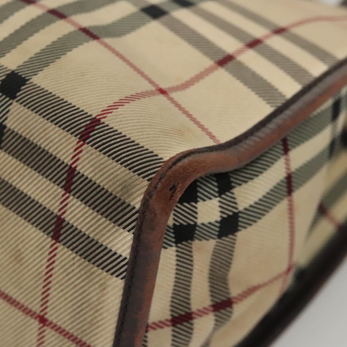 BURBERRY Nova Check Hand Bag Canvas Beige Auth 120347