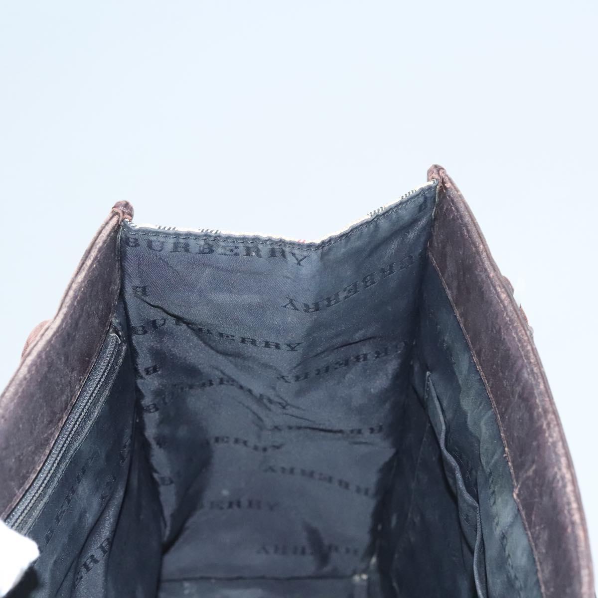 BURBERRY Nova Check Hand Bag Canvas Beige Auth 120347