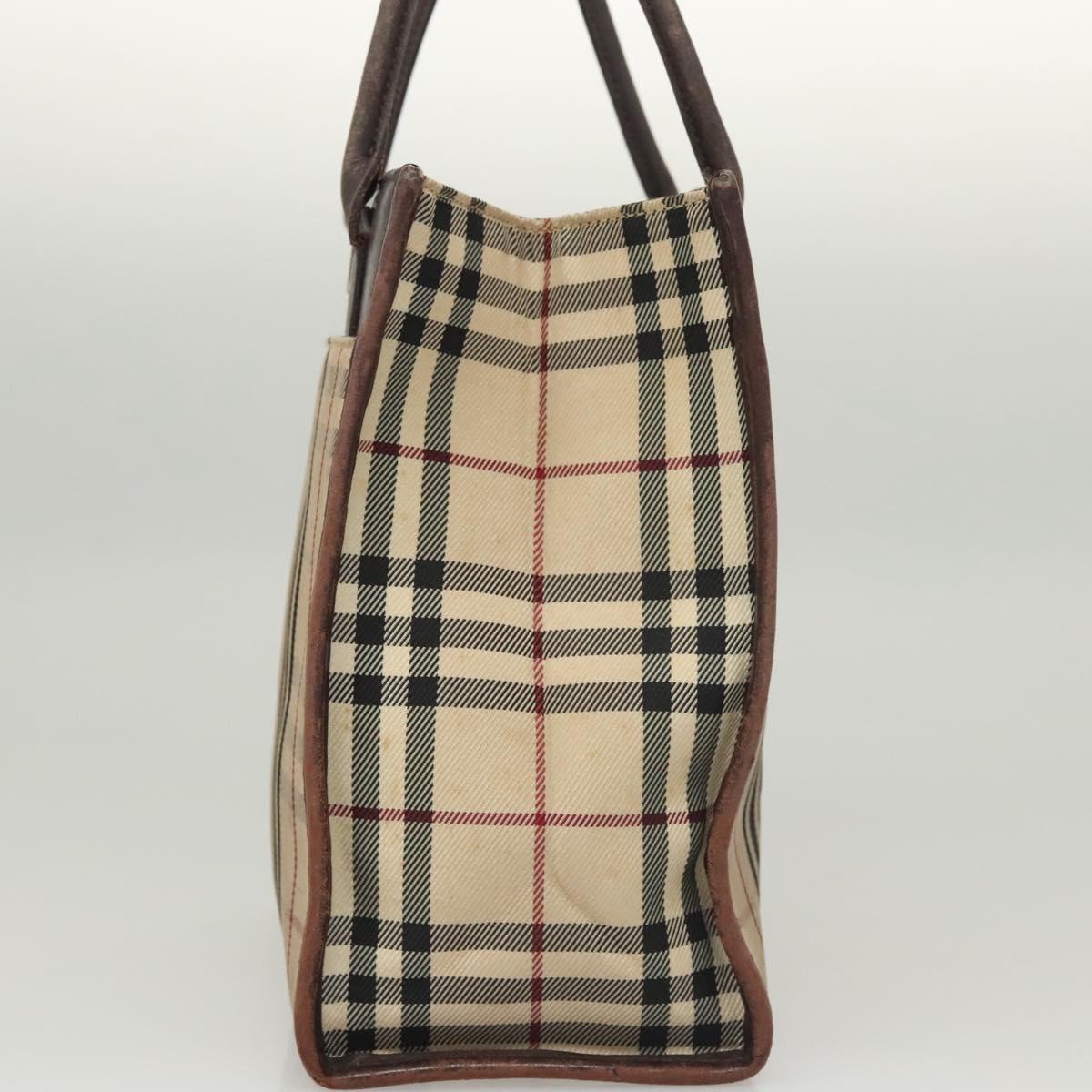 BURBERRY Nova Check Hand Bag Canvas Beige Auth 120347