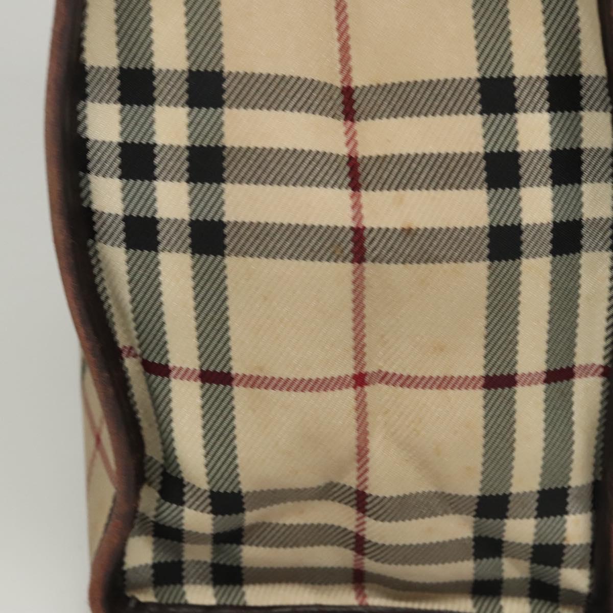 BURBERRY Nova Check Hand Bag Canvas Beige Auth 120347