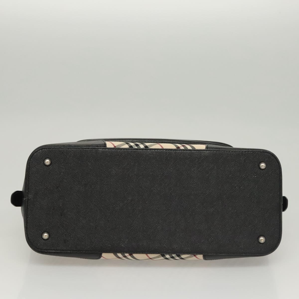 BURBERRY Nova Check Hand Bag Canvas Beige Auth 120348