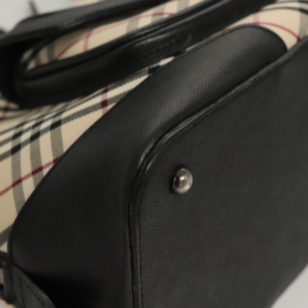 BURBERRY Nova Check Hand Bag Canvas Beige Auth 120348