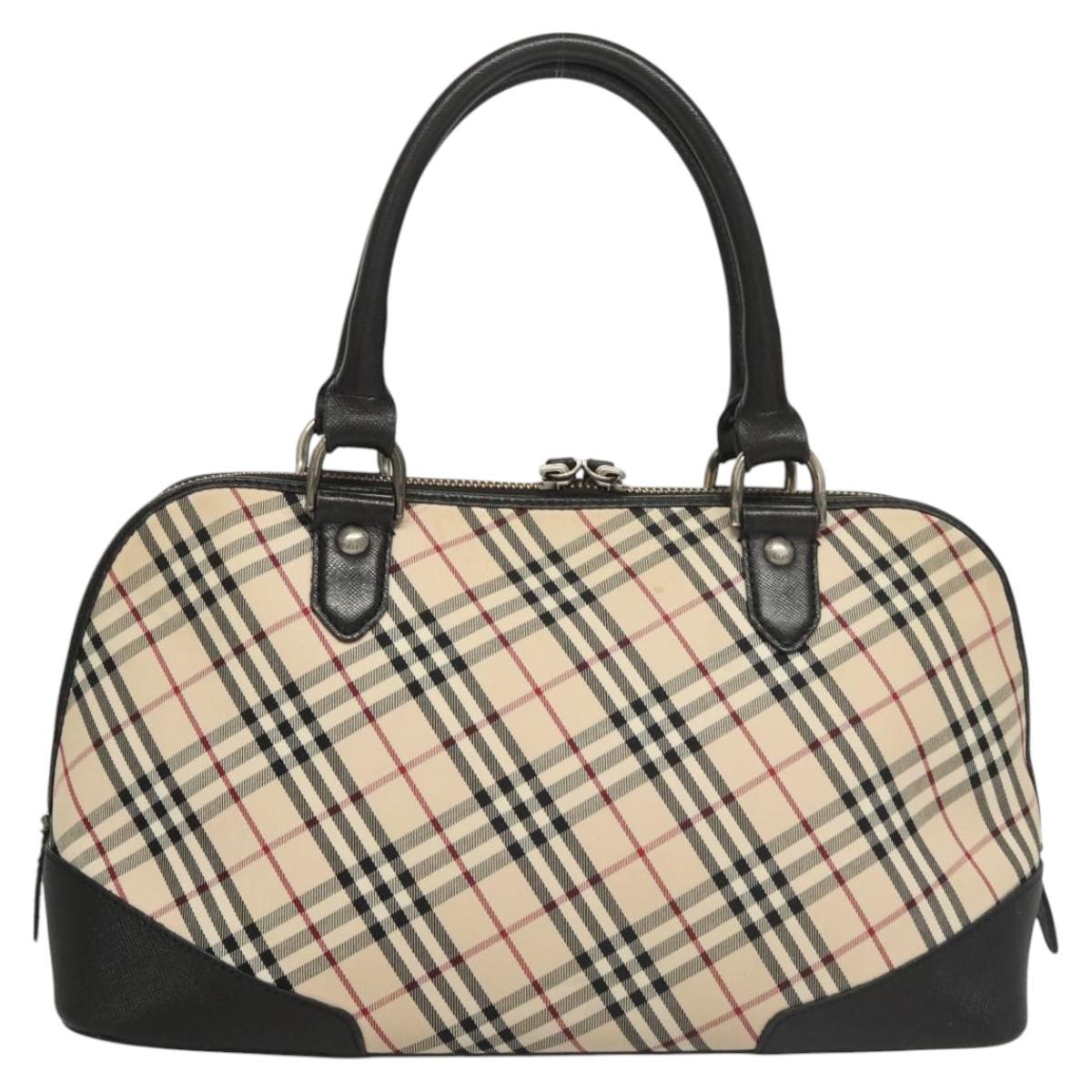 BURBERRY Nova Check Hand Bag Canvas Beige Auth 120348