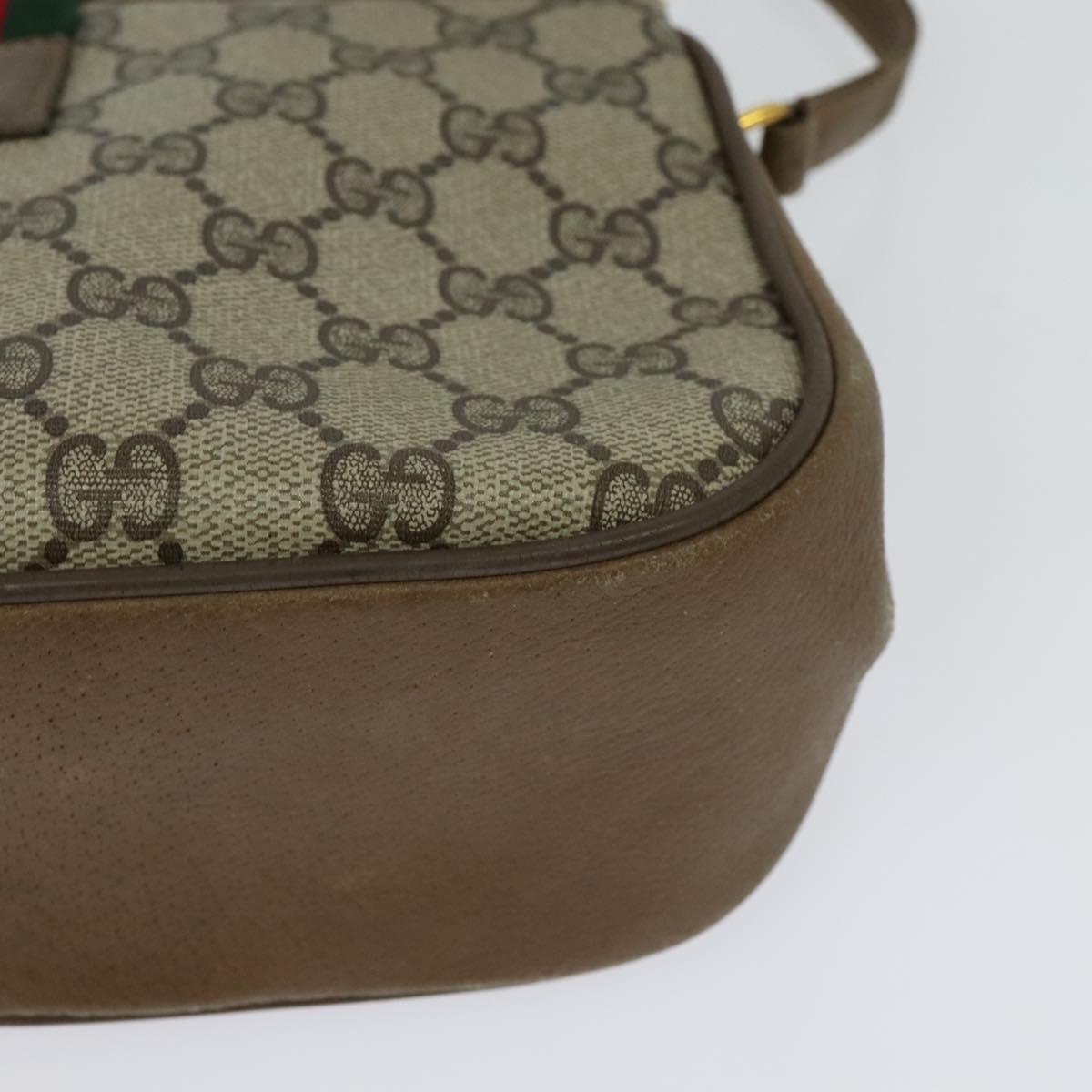 GUCCI GG Supreme Web Sherry Line Bag PVC Beige Red 116 02 024 Auth 120353