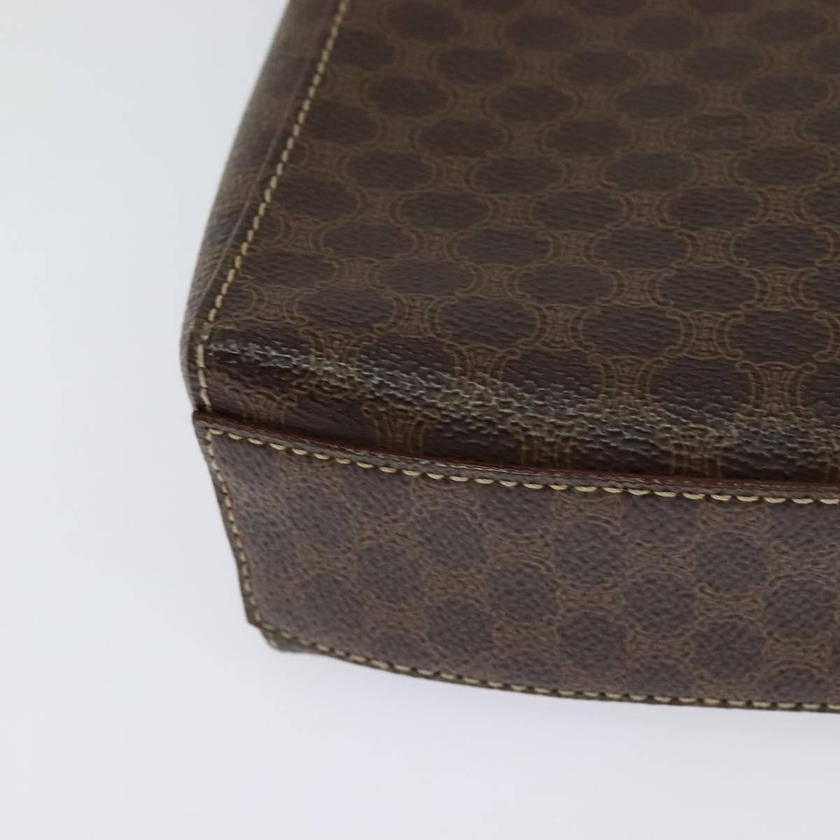 CELINE Macadam Canvas Shoulder Bag PVC Leather Brown Gold Auth 120373