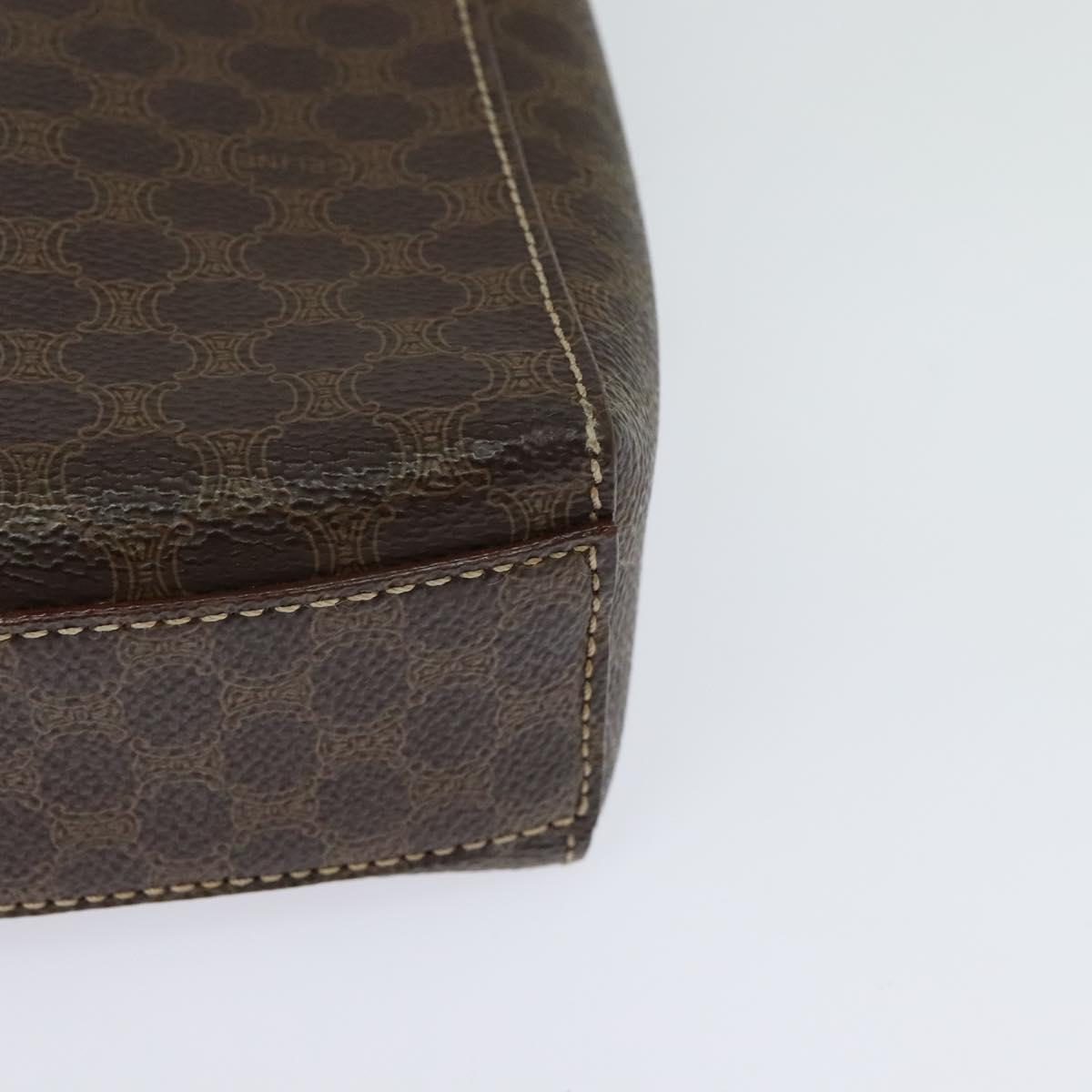 CELINE Macadam Canvas Shoulder Bag PVC Leather Brown Gold Auth 120373