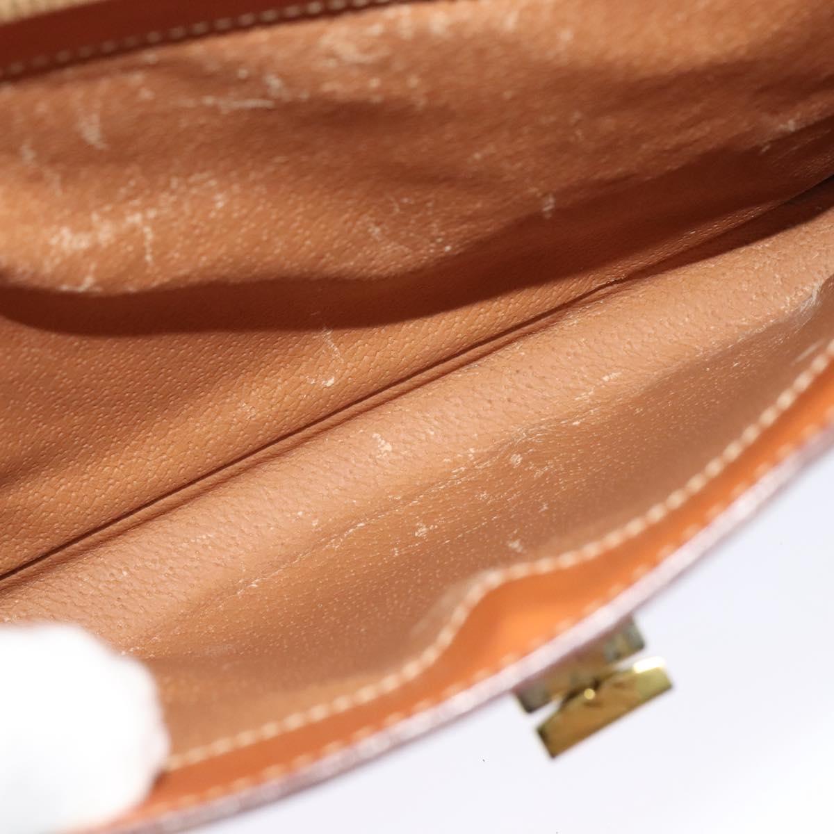 CELINE Macadam Canvas Shoulder Bag PVC Leather Brown Gold Auth 120373