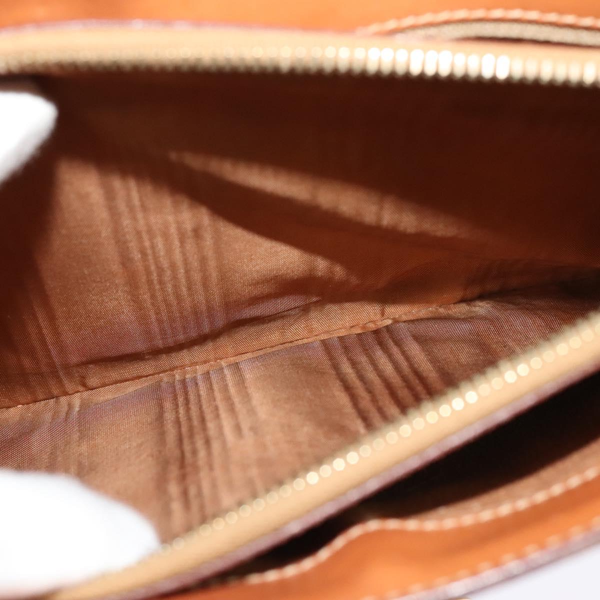 CELINE Macadam Canvas Shoulder Bag PVC Leather Brown Gold Auth 120373