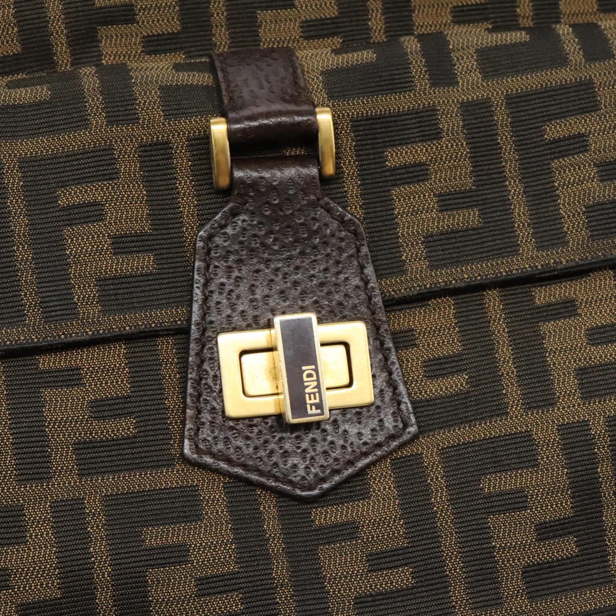 FENDI Zucca Canvas Hand Bag 2way Black Brown Auth 120380