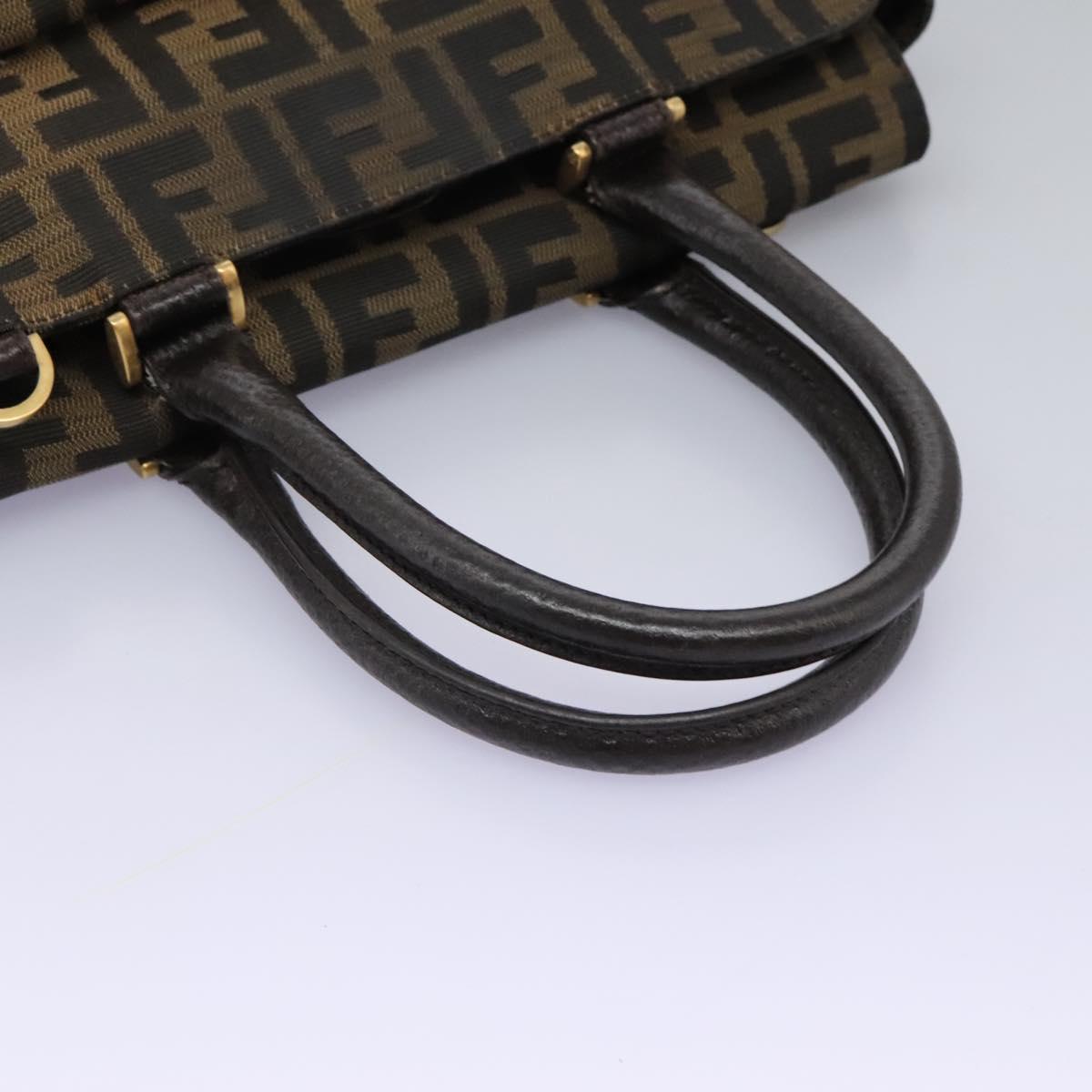 FENDI Zucca Canvas Hand Bag 2way Black Brown Auth 120380