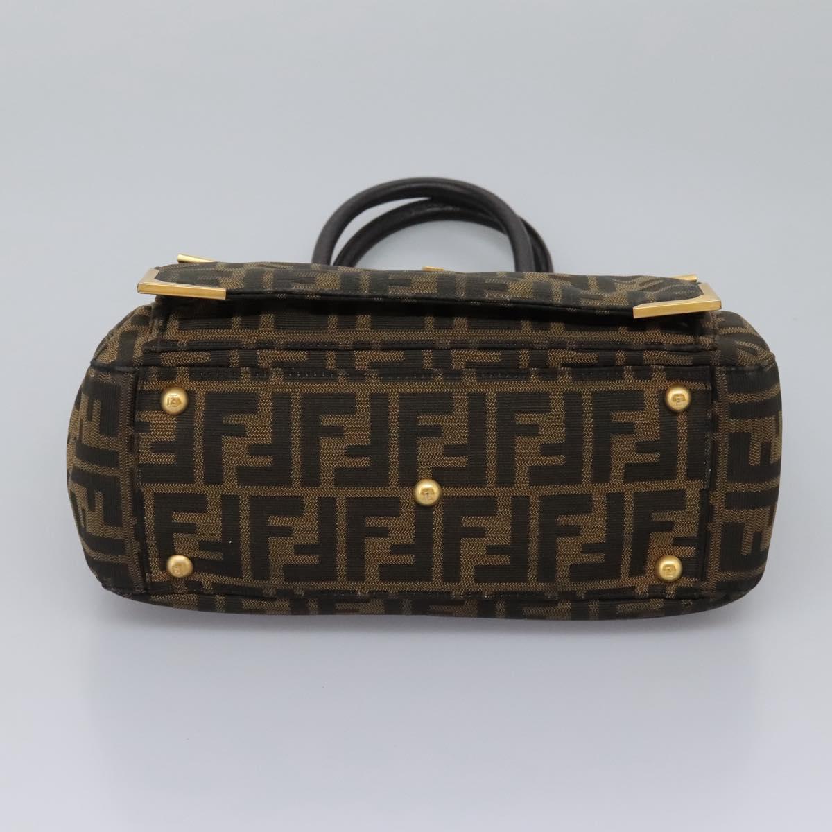 FENDI Zucca Canvas Hand Bag 2way Black Brown Auth 120380