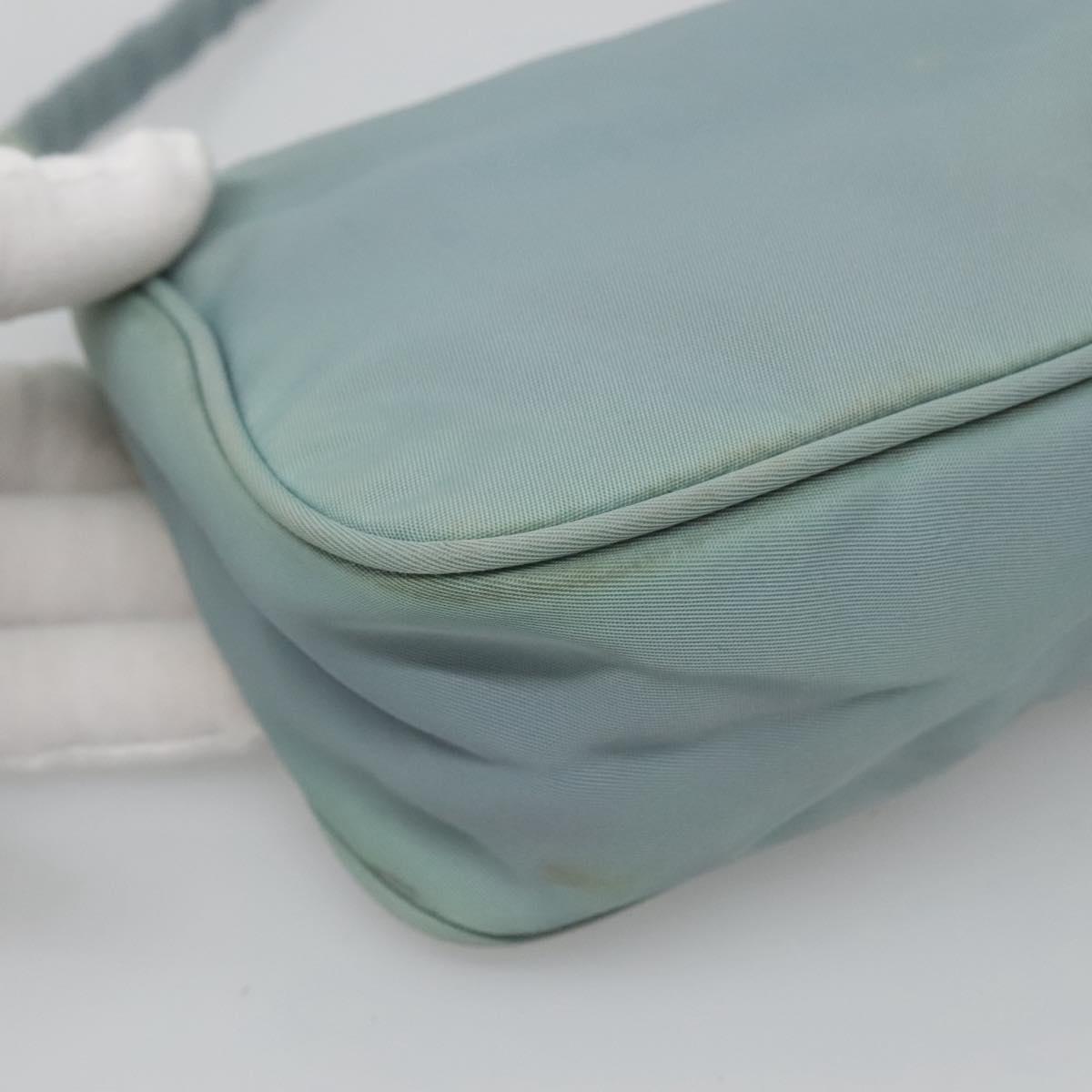 PRADA Accessory Pouch Nylon Light Blue Silver Auth 120383
