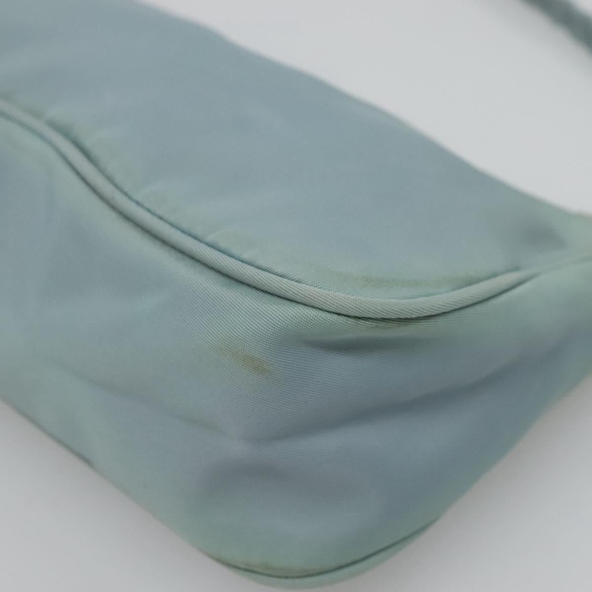 PRADA Accessory Pouch Nylon Light Blue Silver Auth 120383