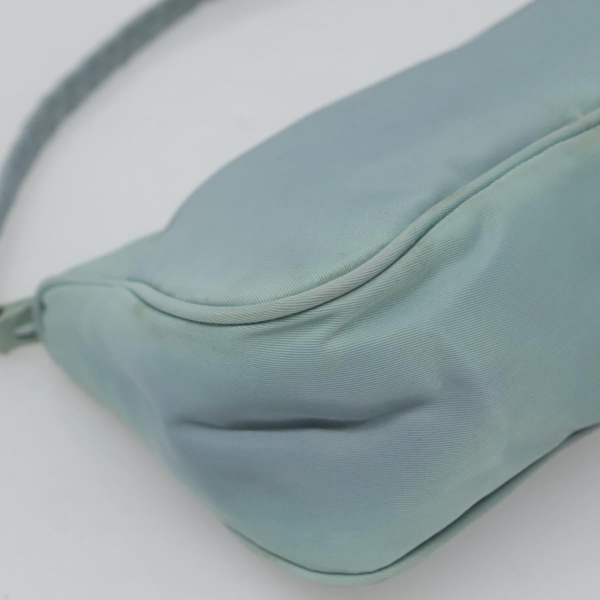 PRADA Accessory Pouch Nylon Light Blue Silver Auth 120383