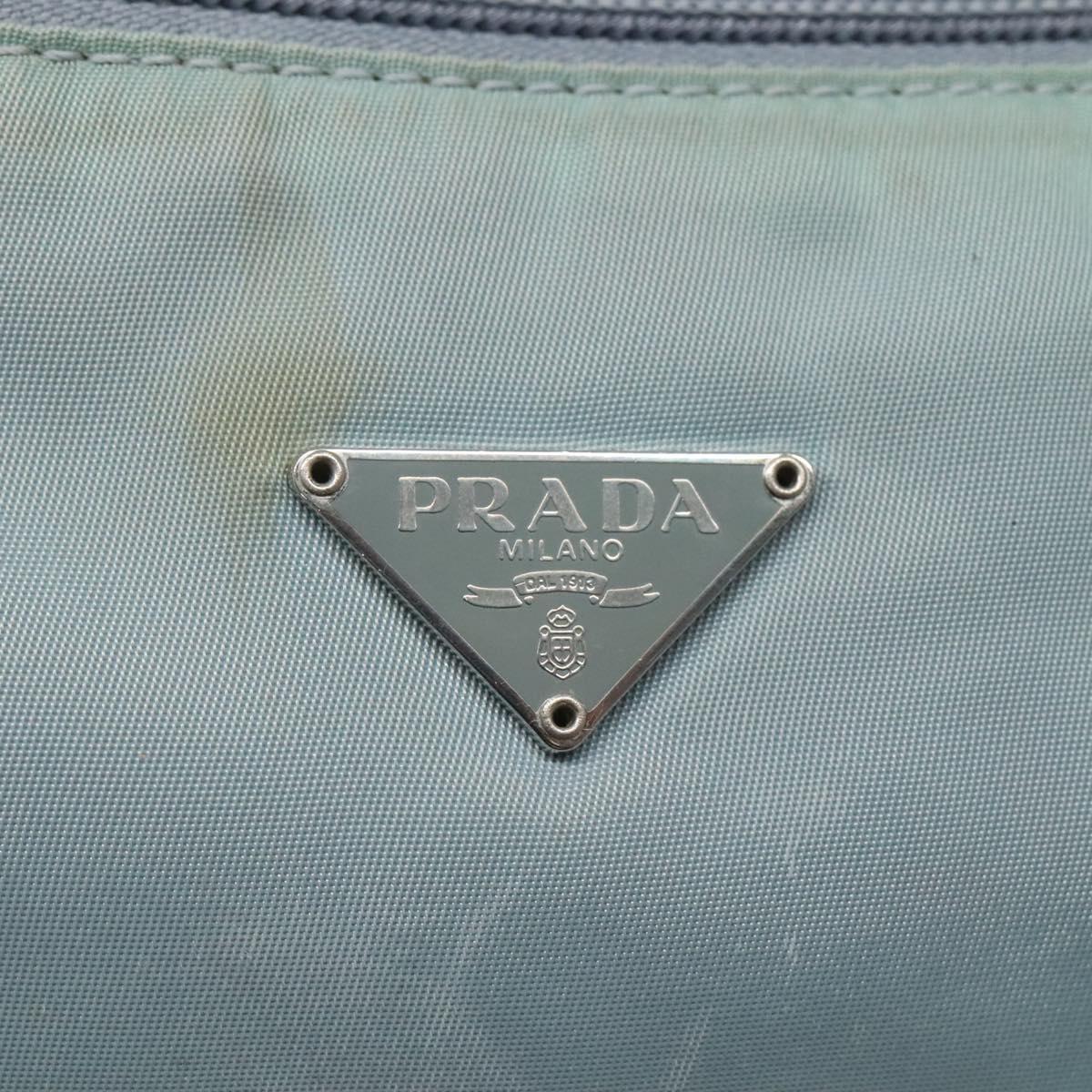 PRADA Accessory Pouch Nylon Light Blue Silver Auth 120383