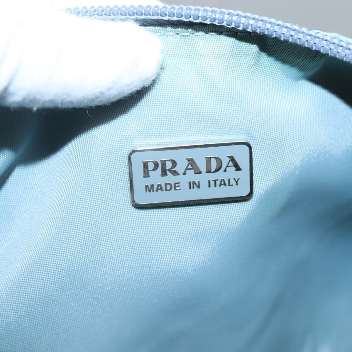 PRADA Accessory Pouch Nylon Light Blue Silver Auth 120383