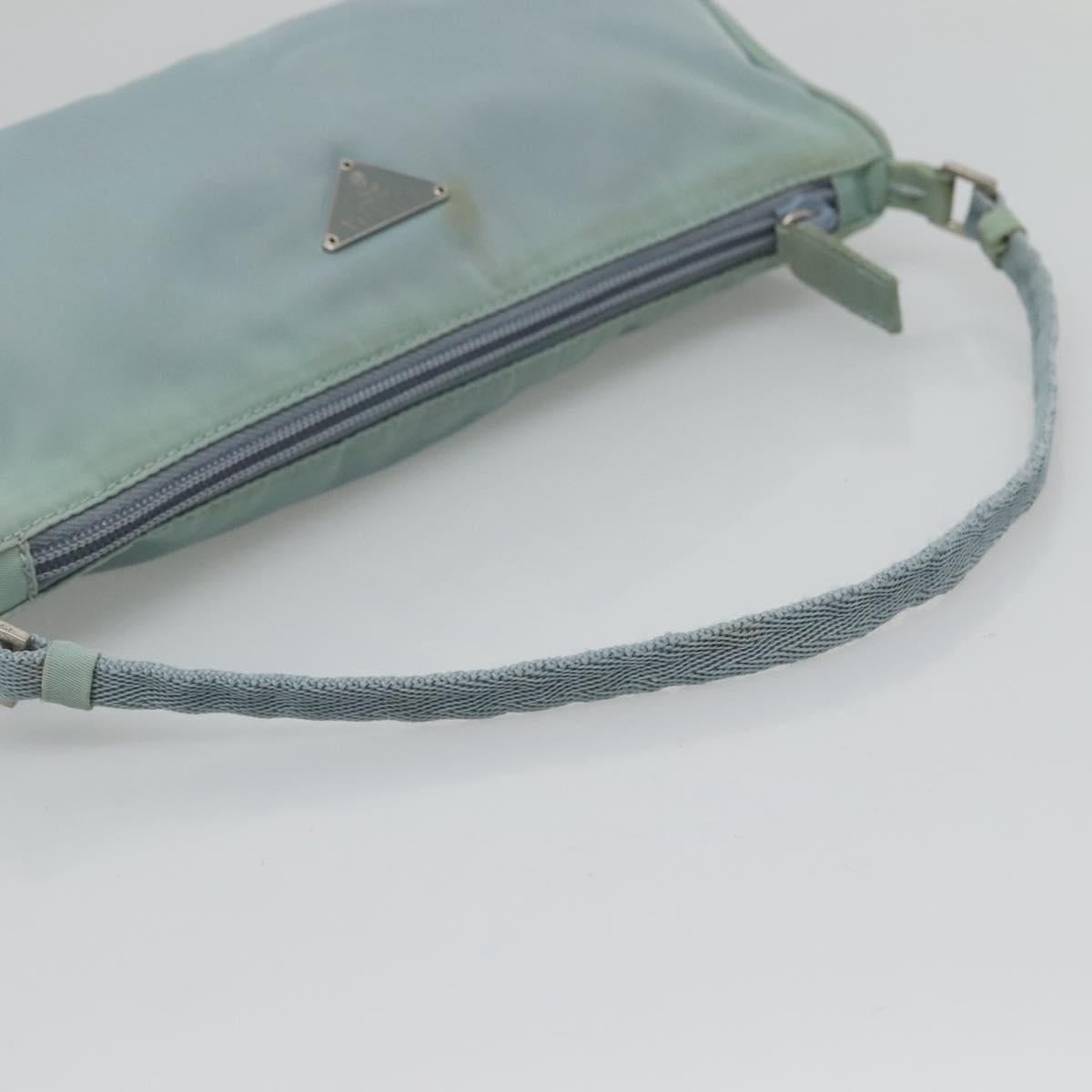 PRADA Accessory Pouch Nylon Light Blue Silver Auth 120383