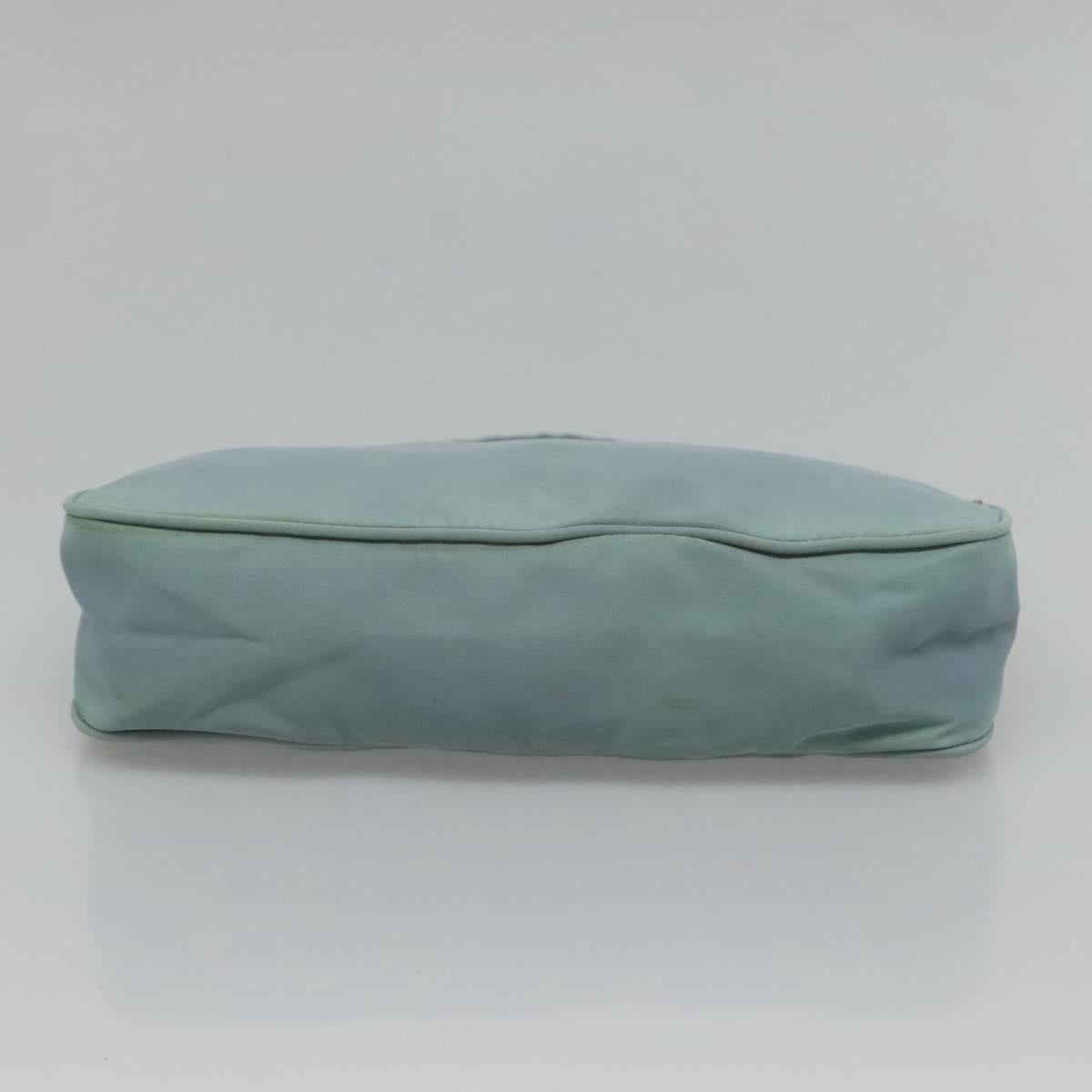 PRADA Accessory Pouch Nylon Light Blue Silver Auth 120383